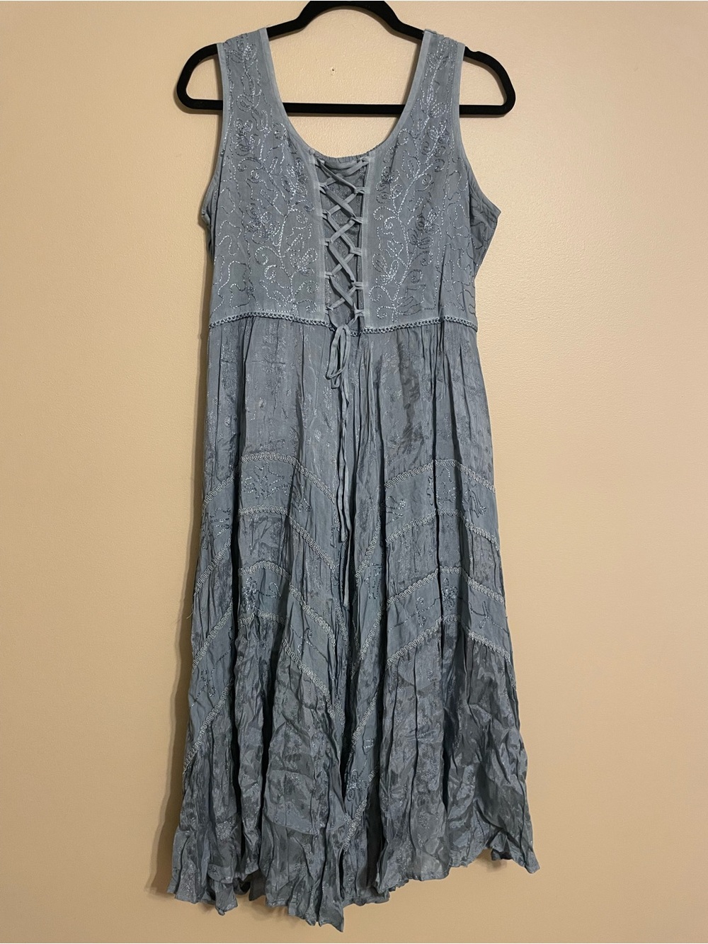 Scully dusty blue western boho renfaire dress